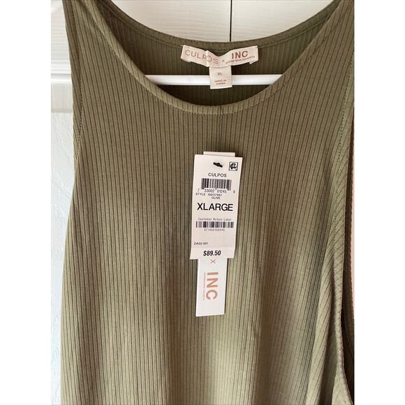 NWT INC X Culpos Bodycon ribbed, army green,‎ halter dress, SZ XL - Picture 7 of 8